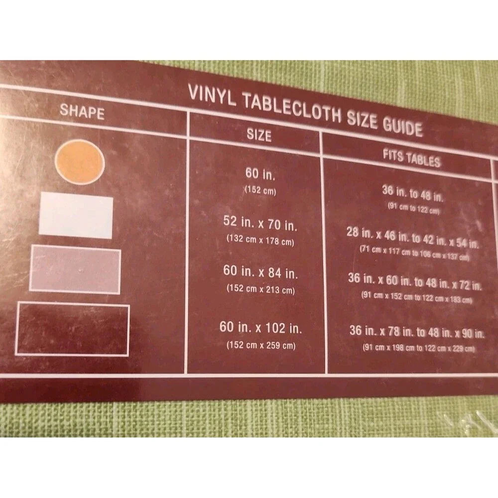 Great Gatherings Green Vinyl Lined Tablecloth PVC Free 60